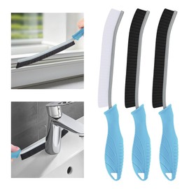 TQRR Hard Bristle Crevice Cleaning Brush-Thin Gap Scrub Brush, Small Cleaning Brush, Grout Brush, Kitchen Brush, Cleaning Tools for Toilet, Bathroom, Sink, Home, Household, Window (3, Light Blue)
