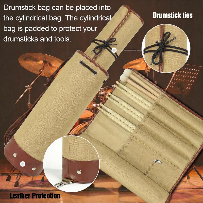 FEILOONG Drum Stick Bag, Crossbody Shoulder Strap Portable Vintage Drumstick