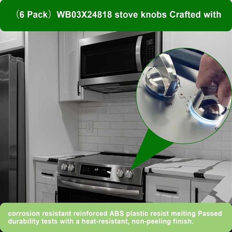 6 Pack WB03X24818 Stove Knob,Gas stove Knobs Replacement for GE
