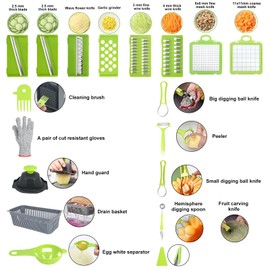 Vegetable Cutter, 21 in 1 Multifunctional Vegetable Cutter Set with 8 Interchangeable Blades, Vegetable Slicer, Vegetable Chopper, Dice Cutter for Slicing Fruit