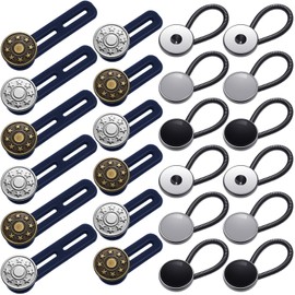 WILLBOND 24 Pcs Button Extenders for Jeans Include 12 Pieces Pants Waist Silicone 12 Pieces Metal Collar Extender Button for Women Men Extension 1.1-1.8 Inches
