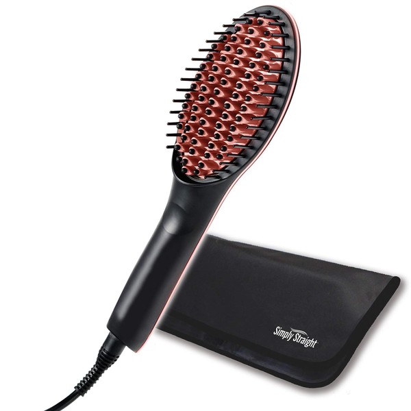 Simply Straight Ceramic Straightening Brush | Ultra Fast Heat Up, Compact, Portable, Argan Oil Infused 3D Ceramic Bristles, Silky Smooth Hair in Just Minutes, Works for All Hair Types