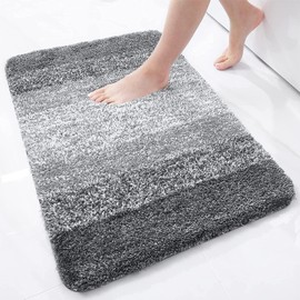 Extra Absorbent Bathroom Mat 24x16in Microfiber Bath Rug Mat, Non-Slip Soft Plush Shaggy Bath Carpet, Machine Wash Dry Area Rug for Bathroom Floor, Tub and Shower (Style A, 41x61cm)