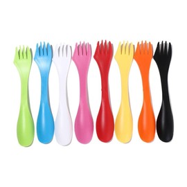 8Pcs Utility Sporks,Colorful 3 In 1 Utensils Plastic Sporks Fork and Knife Combo Utensils Flatware Cutlery Spoon Fork Cutter for Travel Hiking Picnic