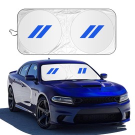Qianjiang Foldable Sunshade for Dodge Charger Challenger Durango Journey Front Windshield Sun Shade Universal Fit to All Dodge Cars Sun Visor Protector (Blue)