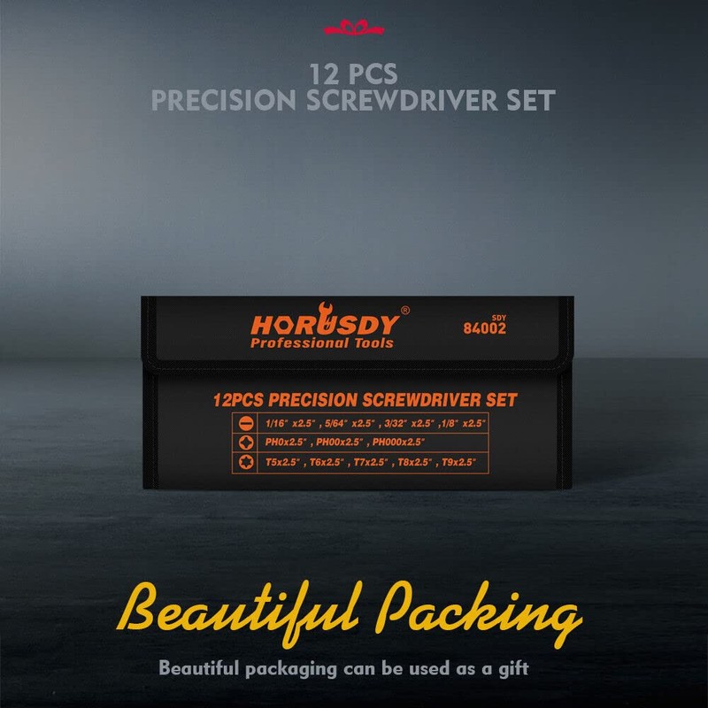 HORUSDY 12-Piece Precision Screwdriver Set, Magnetic Mini Screwdrivers Phillips, Flat/Slotted,