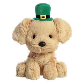 Aurora® Whimsical St. Patrick's Day Golden Lab Stuffed Animal - Seasonal Celebration - Decorative Companion - Brown 6 Inches