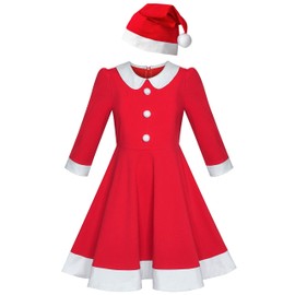 Girls Dress Christmas Santa Hat Long Sleeve Party Year Age 8 Years