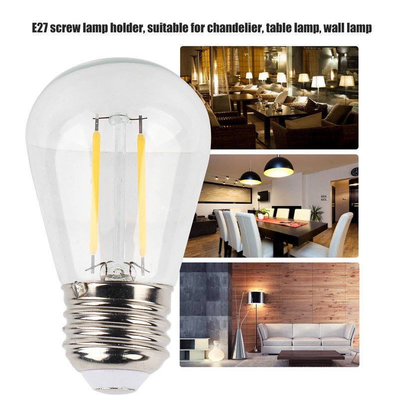 10Pcs Vintage Light Bulb S14 E27 180LM Transparent Glass LED