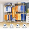 Ulif E12 Clothes Rack，Heavy Duty Freestanding Garment Rack with Shelves，Metal