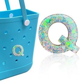 HLUWA - Dijes de letras para bolsa Bogg, accesorios de letras de letras de amor verde del alfabeto para Bogg y bolsa Simply Southern con letras decorativas para bolso de mano de playa (Q)