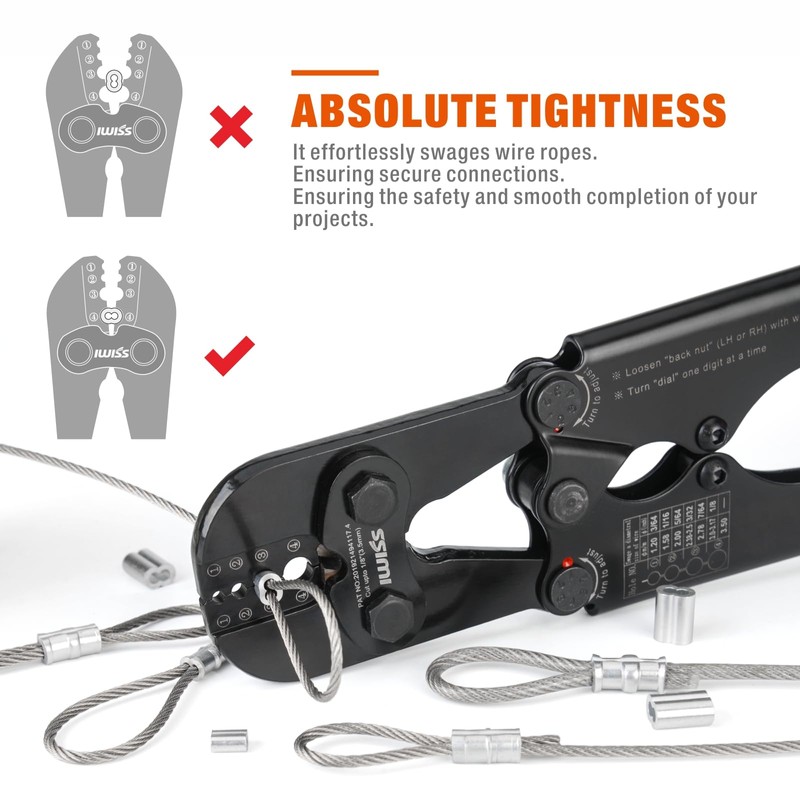 iCrimp Wire Rope Crimping Tool with Build-in Cutter, Wire Rpoe