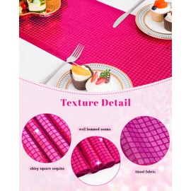 Eternal Beauty Disco Table Runners 48 Inches Long Glitter Sequin Hot Pink Table Runner for Party Events Table Decorations (12 X48 Inches)