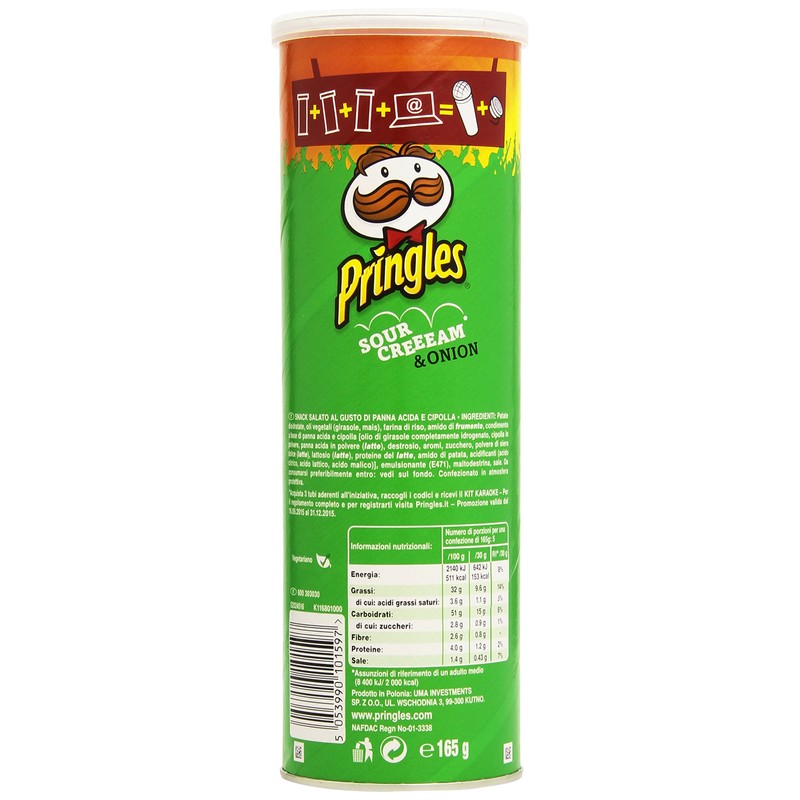 Pringles Sour Cream & Onion (Pack of 3 x 165 g Tub)