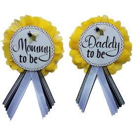 Mom & Dad to Be Pins Baby Shower Gender Reveal Party What will it bee Sprinkle by Amy's Bubbling Boutique, One Size, chiffon cardstock satin ribbon