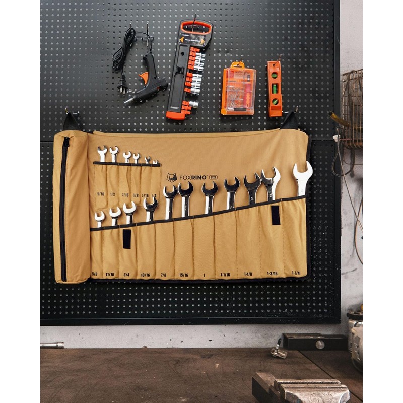 Foxrino Wrench Roll, Wrench Roll Up Pouch, 17-Pocket Heavy Duty