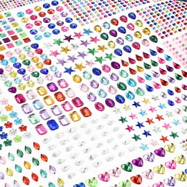Gem Stickers, 3897Pcs Rhinestone Stickers Stick on Gems for Crafts Self Adhesive Jewels with Multicolor and Assorted Size