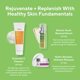 Murad Rejuvenate + Replenish w/ Healthy Skin - 3-Piece Full Sized Set ($213 Value) - Regimen for Total Skin Health - Ess-C Cleanser 6.75Fl Oz, Retinol Serum 1.0Fl Oz, Hydro Dynamic Moisture 1.7Fl Oz