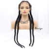 Xiweiya Black Four Braids Wigs Long Braided Synthetic Lace Front Wig with Baby Hair Highlight for Women,Drag Queen Makeup Party 30 Inches