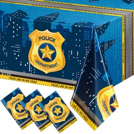 Police Themed Birthday Party Supplies Police Party Plastic Tablecloths Police Department Badge Table Cover Police City Warning Line Table Banner for Kids Birthday Party Decorations