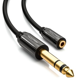 deleyCON 0.2 m Stereo Audio Jack Adapter Cable - 6.3 mm Jack Male to 3.5 mm Jack Socket - Gold-Plated Jack Plug and Socket - Black