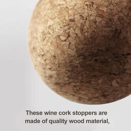 Wine Cork Ball Stopper for Decanter, Carafe, Bottle - 6.1cm/2.4inch Wooden Replacement (2pcs)