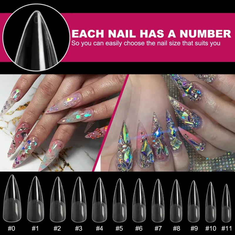 120pzs Tips Soft Gel Uñas Postizas De Largas Y Puntiagudas