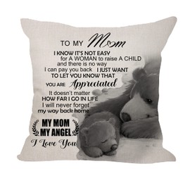 Mum Gifts from Daughter Son Cushion Cover Throw Pillow Cover for Mum Mom Mother Mama, Birthday Gifts Thanksgiving Gifts from Daughter Son