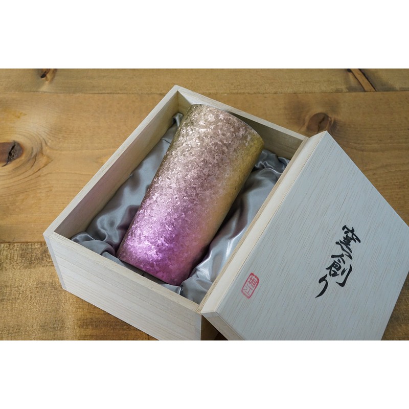 HORIE T08KM350GP Titanium Double Tumbler, Kiln Fired Gradient Pink, 11.8