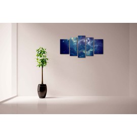 5 Panel Wall Art Blue Colorful Space Nebula Abstract Colorful Universe Background Painting Pictures Print On Canvas Abstract The Picture for Home Modern Decoration Piece