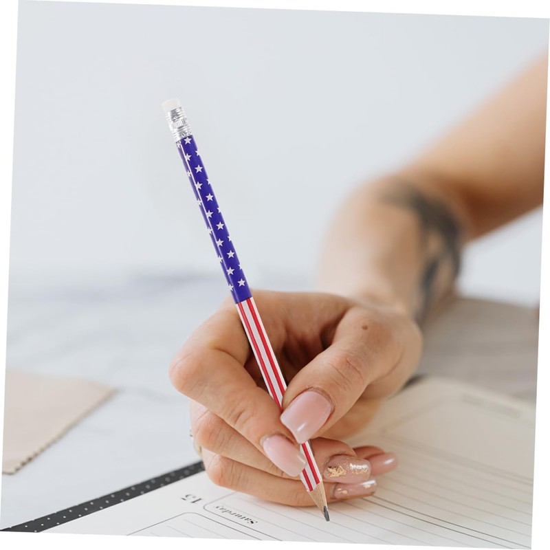 jojofuny 48pcs American Flag Themed Pencils for Independence Day Celebrations