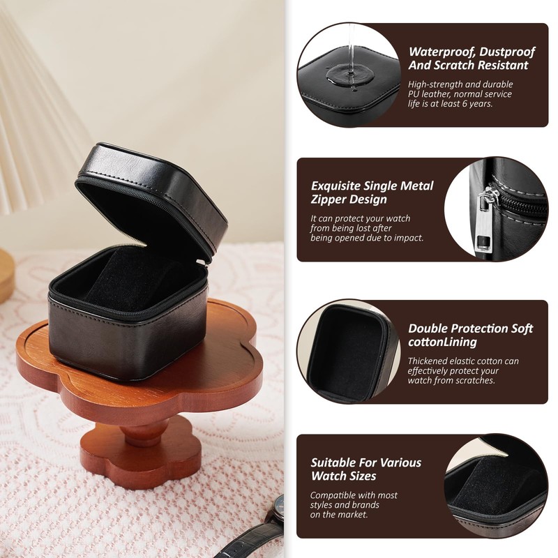 Yaliang Single Watch Box, Compact PU Leather Protective Box with