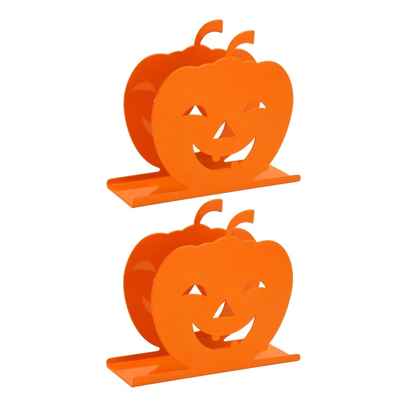 2pcs Cute Pumpkin Napkin Holder Durable Iron Paper Napkin Holder