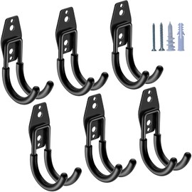 HUPBIPY 6 Pack Garage Hooks Heavy Duty,Utility Steel Garage Storage Hooks,Wall Mount Garage Hanger&Organizer for Organizing Garden Lawn Tools,Ladders,Bulk Items,Bikes,Ropes and More Equipment