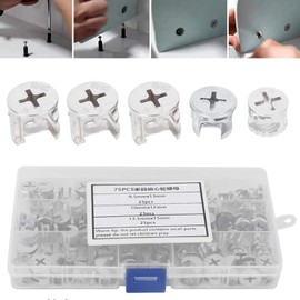 cam Lock nut, Furniture Connect Nuts 75Pcs Hardware Tools Furniture Eccentric Furniture Linker Carbon Steel Cam Nut for Cabinets Wardrobes