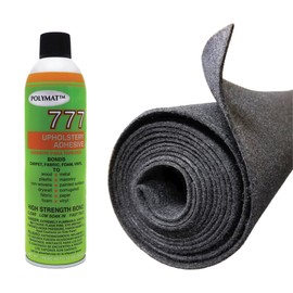 Polymat 3ft x 4ft Charcoal Carpet roll + 1 CAN of 777LV Spray Glue Speaker Box, Subwoofer Box Enclosure, Car Trunk Liner, Dash Cover, Interior Headliner, Automotive Carpet