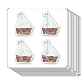 Vintage Sailing Boat Stickers 1in for Scrapbooking, Arts, Craft, Kids DIY, Calendars Journals 80-Pack