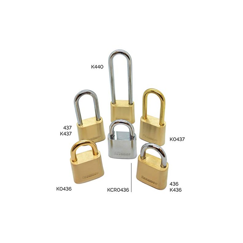 Sesamee K0436 4 Dial Bottom Resettable Combination Brass Padlock with