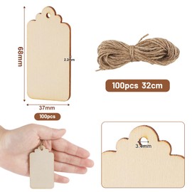 LALAGO Pack of 100 Wooden Discs, 3.7 x 6.8 cm Wooden Plates for Crafts, 2 mm Thick Wooden Labels for Labelling, Wooden Pendants, Gift Tags for DIY Crafts, Wedding Decoration