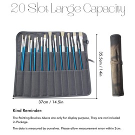 SEDEX 20 Slot Pencil Roll Up Case Portable Canvas Artist Paint Brush Holder Large Capacity Drawing Pen Pouches Cases Bag Storage Paintbrush Organizer Teenage Girls Boys Stylish Stationery School, Grey