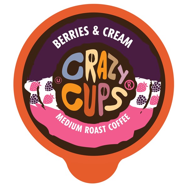 Crazy Cups Flavored Coffee Pods, Berries & Cream, Single Serve