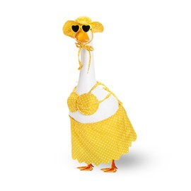 FuWeave Summer Bikini Baby Goose Outfit for 17" Baby Goose Lawn Porch Clothes for Outdoor Patio Yard Lawn Art Decoration Yellow, White