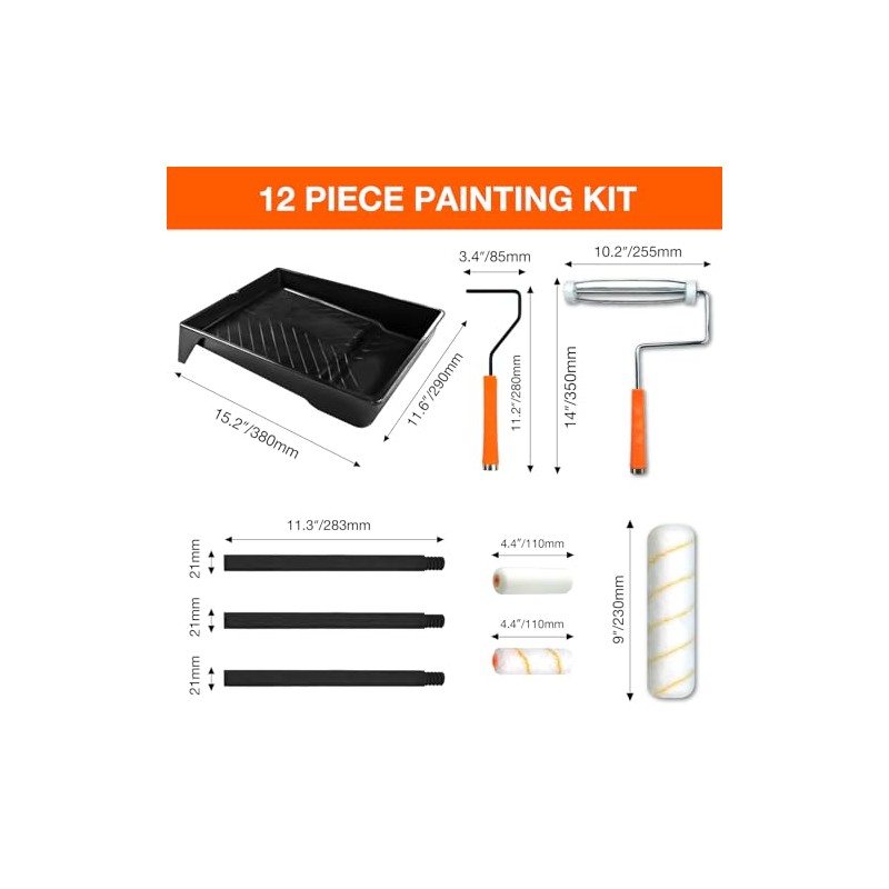 King Origin Paint Roller Kit with Extension Pole (3 ft),