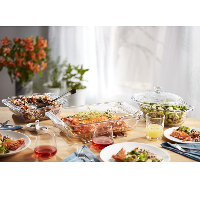 Libbey Baker's Premium 3-Piece Glass Casserole Baking Dish Set with