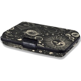 Maicican Mini RFID Blocking Aluminum Wallet, Slim Metal Hard Case Travel Credit Card Holder, Card Case for Both Men and Women, 4.3 x 2.9 inches,Black Sun