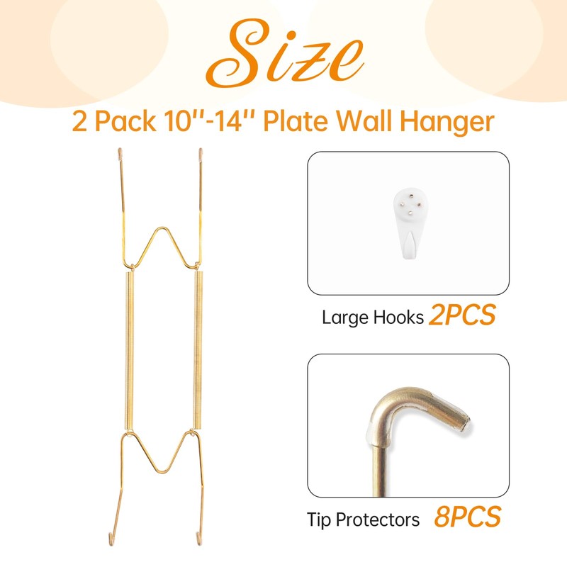 2 Pack Plate Hangers for The Wall, Suitable for 10-14