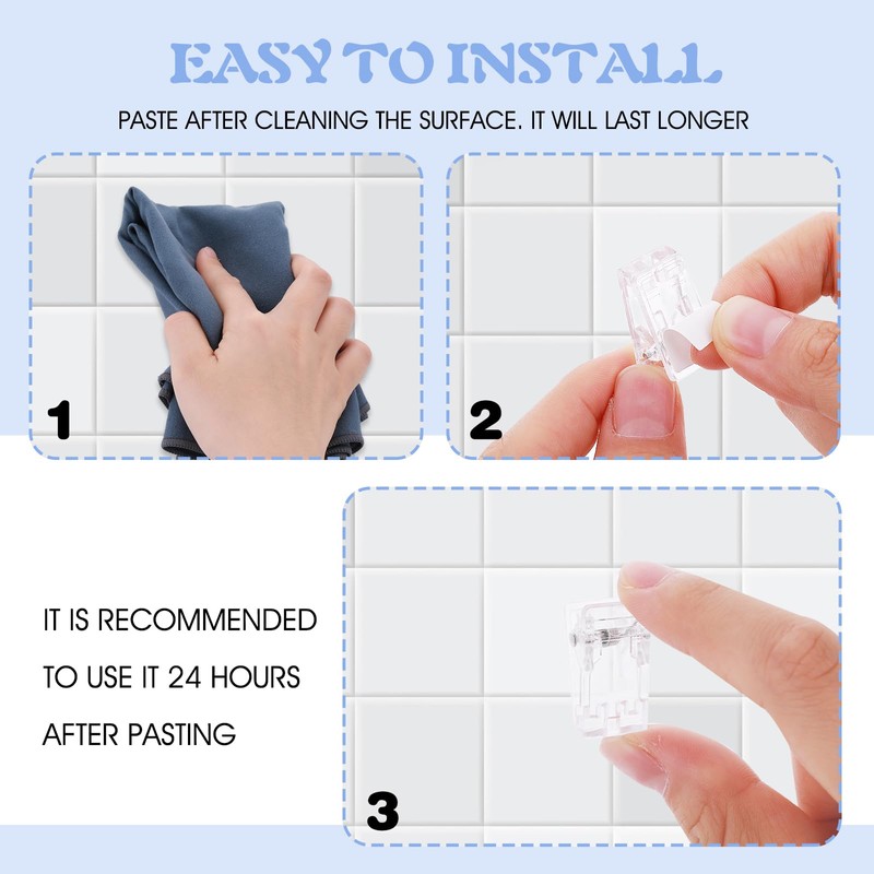 15Pcs Self Adhesive Clips, Tapestry Wall Hanging Clips Wall Clips