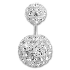 SilberDream SDO8516W Women's Stud Earrings 925 Silver Tribal Design White Silver Stud Earrings, Sterling Silver Cubic Zirconia