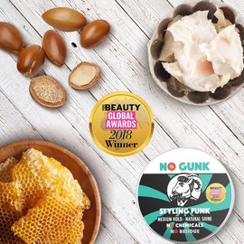 NO GUNK styling funk - chemical-free styling wax for hair & beard - strong hold - natural & organic ingredients - winner, Best Male Hair Product 2018, Pure Beauty Global Awards 50g