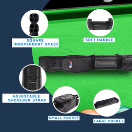 GSE Games & Sports Expert 2x2 Deluxe Hard Billiard Pool Cue Stick Carrying Case, Billiard Cue Case, Billiards Accessories (Square - Black)